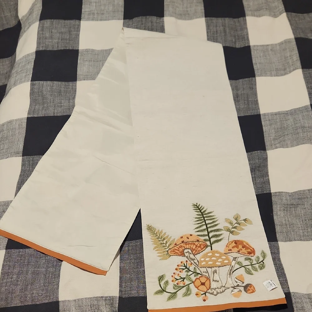 World Market Embroidered Mushroom Table Runner